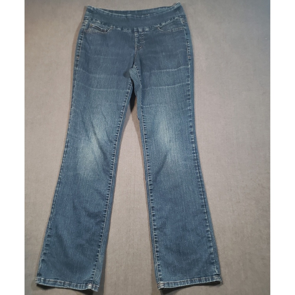 Jag Jeans Pull On Pants Womens 10L Blue Denim Straight Leg Stretch Long